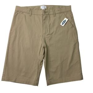 NWT Old Navy Boys 14 Husky Khaki Tan Chino Shorts 9" Inseam Cotton Uniform